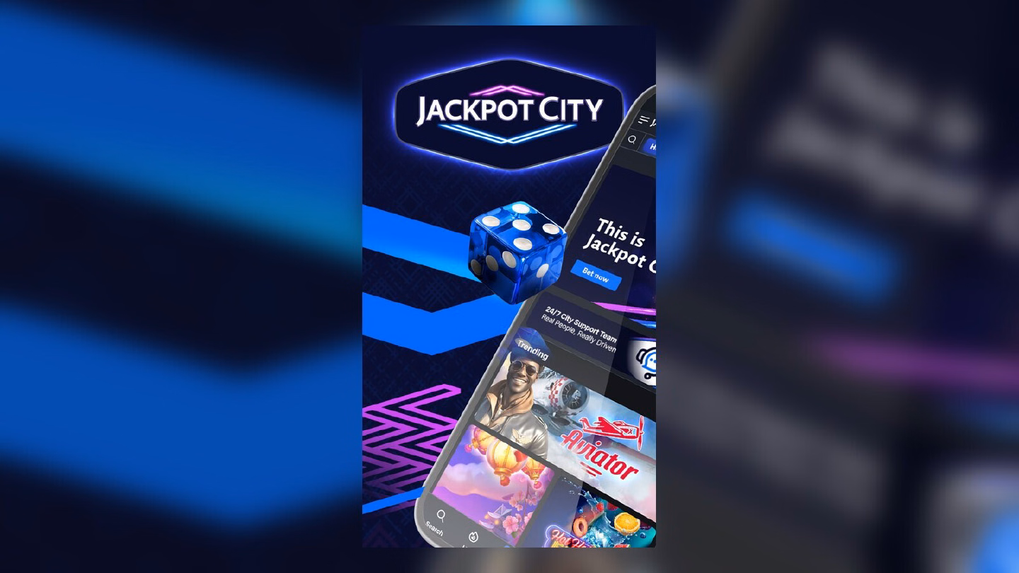 JackpotCity app screen on a phone
